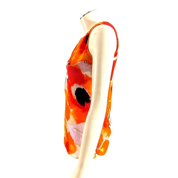 INC International Concepts Size Small Orange Zip Top Modern Art City Chic Vibran - Picture 3 of 9